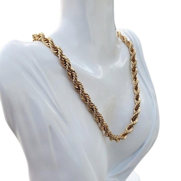 Vintage 14K Yellow Gold Plated Diamond Cut Rope Necklace - Picture 2 of 9